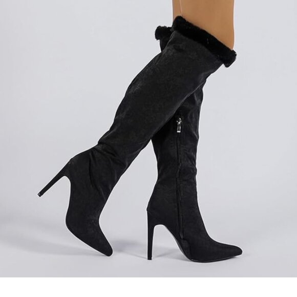 Black NEW BRAND Stiletto Heel Boots - Picture 1 of 6